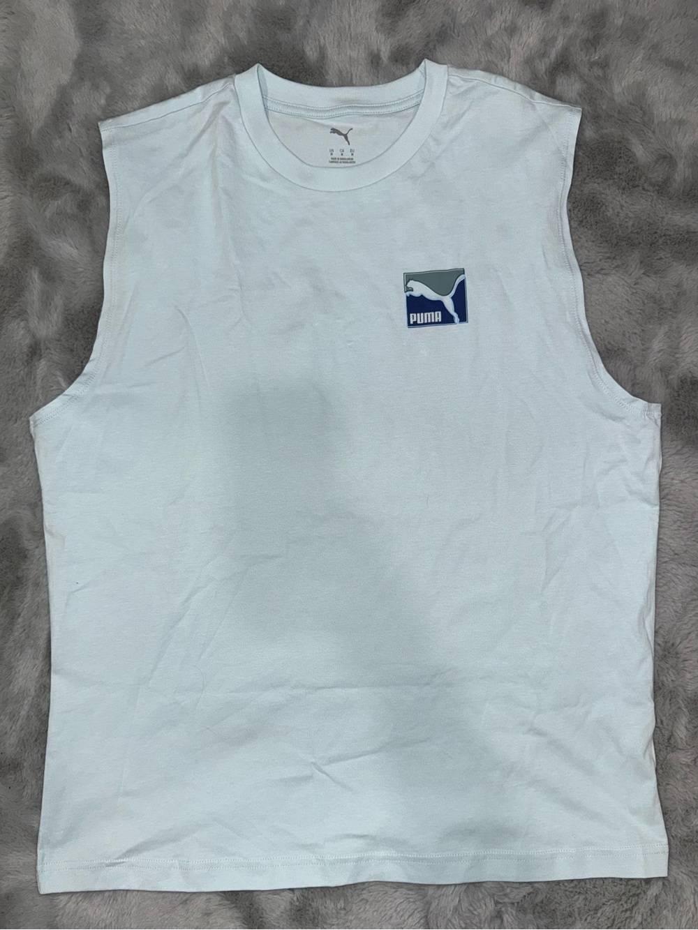 Puma Men's Sleeveless Tank with Blue Logo Patch